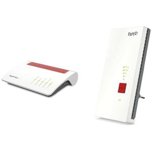 AVM FRITZ!Box 7590 AX International (DSL/VDSL WLAN-router met Wi-Fi 6, geschikt voor Oostenrijk/Zwitserland) & Avm Fritz!Repeater 2400 (Dual-WLAN AC + 1 X Gigabit Lan, Duitstalige Versie)