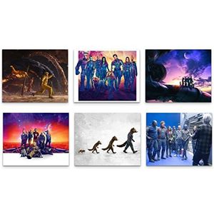 Guardians of the Galaxy Vol. 3 posters, set van 6 promo filmposterafdrukken, (8 x 10s) met Star-Lord, Gamora, Drax, Rocket, Groot, Nebula, Mantis, Kraglin - Perfect Marvel Fan Wall Art Poster Decor