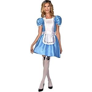 Amscan Vrouwen Alice in wonderland maat 16-18 Kostuum Set, Bue en Wit