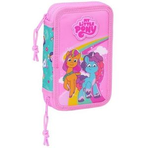 Safta MY LITTLE Pony Magic Schooletui voor kinderen, kleurrijk etui met 28 gebruiksvoorwerpen, ideaal voor kinderen van 5 tot 14 jaar, comfortabel en veelzijdig, 12,5 x 4 x 19,5 cm, roze/turquoise,