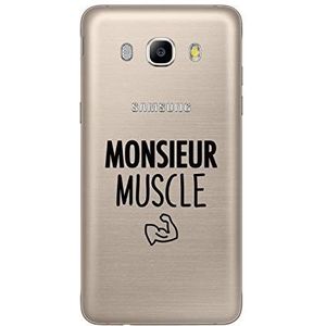Zokko Beschermhoes voor Samsung J5 2016 Monsieur Muscle – zacht, transparant, zwarte inkt