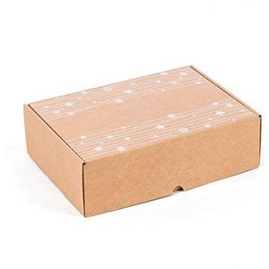 Kartox Kerst Print Box | Zelfmontage kartonnen doos | Geschenkdoos 30 x 22 x 8 cm | Pack van 4