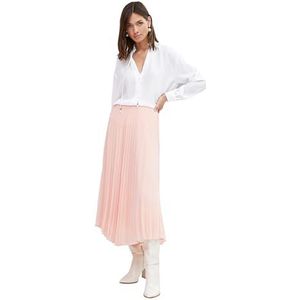 Koton Dames asymmetrische cut geplooide chiffon midi rok, roze (280), 34