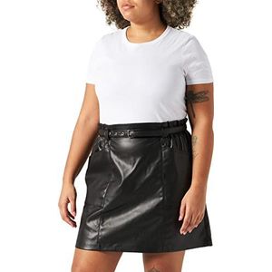 ONLY Vrouwelijke rok in lederlook kunstleren rok, zwart, S
