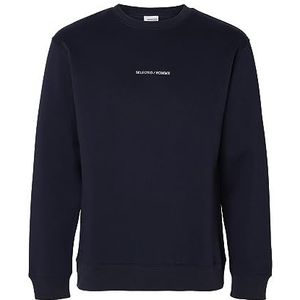 SELECTED HOMME Sweatshirt voor heren, geborduurd, blauw, XL