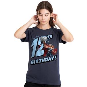 mandarin creative ltd Thor verjaardag 12 dames T-shirt, diep marineblauw, groot, Diepe marine, L