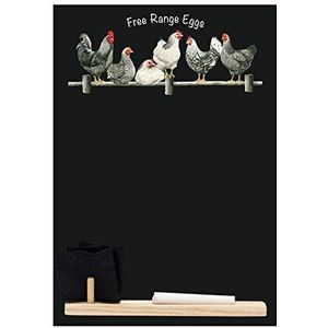 Krijtborden UK klein memo board/krijtbord/tafel/keuken krijtbord met bedrukte eieren design. Plus dienblad, krijt & vilt gum. Van Booth Design Range, hout, zwart, 29,7 x 20,7 x 1 cm