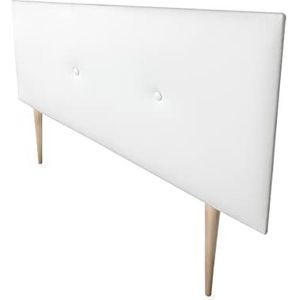 Mattfy Hoofdbord van hoogwaardig kunstleer, gevoerd, model Malta, hout, wit, 90 x 60 cm, met poten (bed 80)