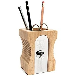 Suck UK Bureaukoker in de vorm van een potloodslijper, elegante en stabiele pennenkoker van hout, bureau-organizer en pennenhouder, bureau-opslag, licht