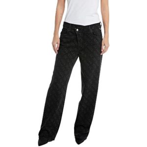 Replay Zelmaa Loose Wide Leg Jeans voor dames, 098 Black, 27W x 32L