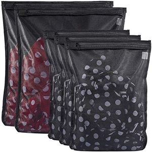 5 Pack (2 grote & 3 medium) - Tenrai Delicates Waszakken, BH Fijne Mesh Waszak, Ritssluiting, Bescherm Beste Kleding in de Wasmachine (5 Zwart, Set van 5)