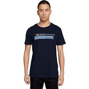 TOM TAILOR Denim Mannen T-shirt met logoprint 1030693, 10668 - Sky Captain Blue, XL