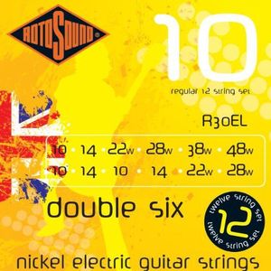 Rotosound snaren voor elektrische gitaar Roto vernikkeld 12-snarig R30EL Double-Six 12-snarig Regular 10-48