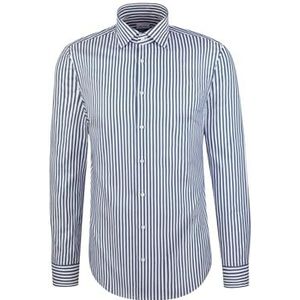 Seidensticker - Businessoverhemd - Zwart - Slim 1/1 Kent Kraag - Gestreept