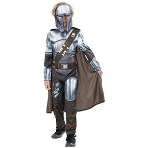 Rubies Mandalorian kostuum voor kinderen, groene collectie, duurzaam kostuum, bedrukte jumpsuit, cape en masker, officiële Marvel outfit voor carnaval, Halloween, Kerstmis en verjaardag