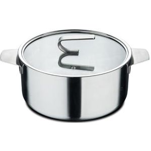 MasterPro Sigma Kookpan met deksel, 2,9 l, 20 x 9,5 cm, roestvrij staal, meerlaagse constructie, stalen handgreep, matte afwerking, meetschaal, geschikt voor alle keukens