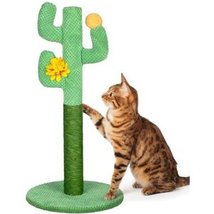 Happy&Polly Krabpaal voor katten, krabpaal in natuurlijk sisal-touw, 58 cm kattenkrabpaal voor katten en volwassen katten