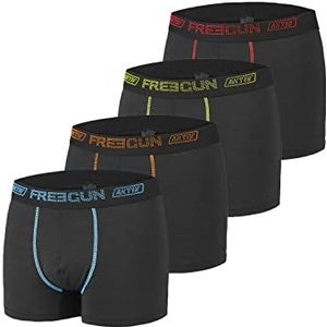 FREEGUN Herenonderbroek zonder vervorming, boxershorts voor heren, AKTIV, bewegingsvrijheid en luchtig mesh (4 stuks), Ultra 3d, S