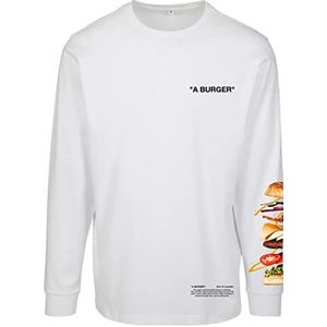 Mister Tee Burger T-shirt met lange mouwen voor heren, wit, XS