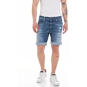 Replay Heren Jeans Shorts Rbj.901 Short Straight-Fit Aged met Power Stretch, Medium Blue 009, 30W
