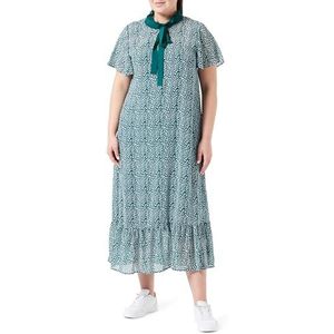 faina Dames midi-jurk van chiffon 19226416, groen wit, XL, Groen wit, XL