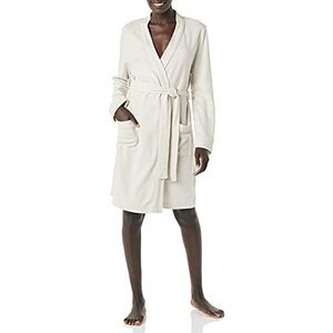 Amazon Essentials Lichtgewicht gewafelde halflange badjas voor dames (verkrijgbaar in grote maten), Beige, XS