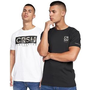Crosshatch Heren WAMTER T-shirt, zwart/wit, medium, Zwart/Wit, M