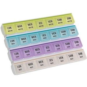 PLIC Care Pillendoos voor wekelijks en dagelijks gebruik, praktisch en modulair, 7 dagen, ochtend, middag, avond, nacht, 24 vakken, organizer voor medicijnen, pillen en vitaminen