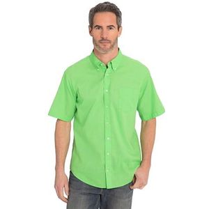 JP 1880, Heren grote maten, linnen hemd, halve mouwen, buttondown-kraag, moderne pasvorm, Paradis Groen, L