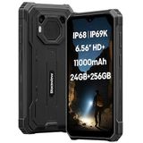 Blackview BV6200 Plus Téléphone Incassable, 24GB+256GB, Batterie 11000mAh, Haut-Parleur Ultra-Fort 3W 98dB, 16MP+13MP, 6,56'' HD+, Android 14 Dual SIM IP68 Étanche Smartphone Débloqué, NFC Noir