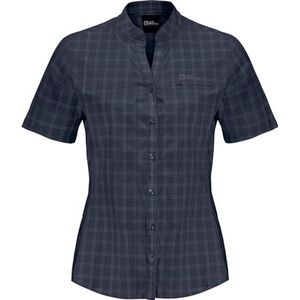 Jack Wolfskin Norbo S/S Shirt W Blouse, nachtblauw/geruit, S Dames, nachtblauw/geruit, S