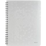 Leitz A4 Notitieboek Met PP Kaft, Wit, Spiraalgebonden, 80 Vellen, Gelinieerd, Ivoorkleurige Vellen Van 80 Gsm, WOW Get Organised