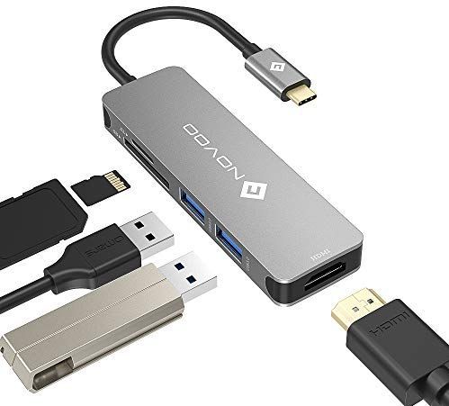 NOVOO - USB C-hub 5 in 1 - Aluminium - HDMI 4K - 2 x USB 3.0, SD en microSD-kaartlezer