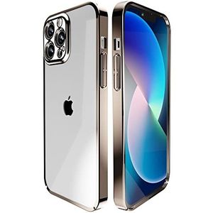 Angeston Hoes compatibel met iPhone 13 Pro, gegalvaniseerde spiegel-hardshell beschermhoes voor iPhone 13 Pro, schokbestendig, krasbestendig hoesje - goud