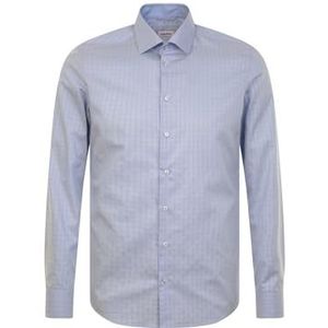 Seidensticker Zakelijk overhemd voor heren, slim fit, strijkvrij, kent-kraag, lange mouwen, 100% katoen, lichtblauw, 41