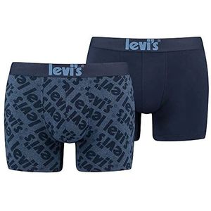 Levi's Heren Poster Logo Men's 2 Pack Boxer Briefs, Blue Combo, XXL