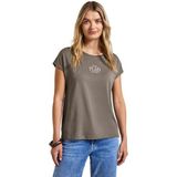 Street One Dames Basic shirt met tekst in Bruin, in size: 34