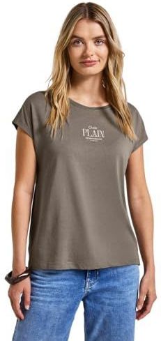 Street One Dames Basic shirt met tekst in Bruin, in size: 34