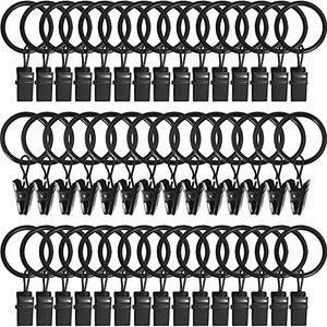 QMAHA QM-CLGJ Gordijnringen, 30 stuks, roestvrije raamhaken met clip, metalen decoratieve gordijnringen voor gordijnen en stangen, 32 mm schuifoogstang douchegordijnen, goudkleurig (QM-CLGJ