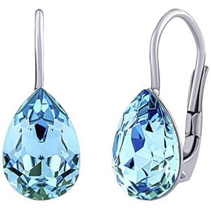 SILVEGO - SILVEGOVSW080E - Dames Oorbellen 925 Sterling Zilver met Swarovski Crystals Druppels Blauw