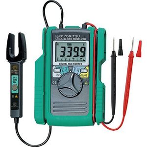 KYORITSU KEW 2000A Digitale multimeter voor elektriciens, digitale multimeter met miniplug voor het meten van wisselen/continue spanningen, wisselstroom, weerstand, continuïteit, frequentie, grijs