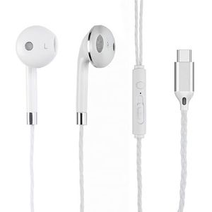 MUTTO Hoofdtelefoon met lange kabel 1,2 m, type C en microfoon, in-ear hoofdtelefoon, volumeregeling met knop, hoofdtelefoon met kabel type C, hoofdtelefoon met kabel voor iPhone/Samsung/PC en alle