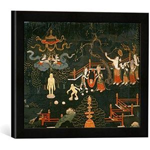 Ingelijste afbeelding van de 18e eeuw jeugd van de Boeddha, kunstdruk in hoogwaardige handgemaakte fotolijst, 40 x 30 cm, mat zwart