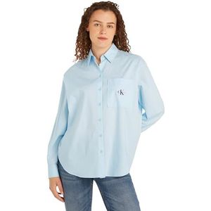 Calvin Klein Jeans Vrouwen Geweven Label Relaxed Shirt Tops, Keepsake Blauw, XXS