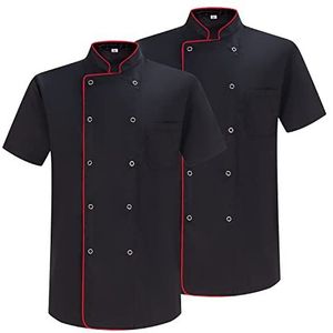MISEMIYA - 2 stuks - koksjas voor heren - managersjas voor heren - Uniform Hoteleria - Ref.2-6821B, Kokjas 6821b - zwart, XXL