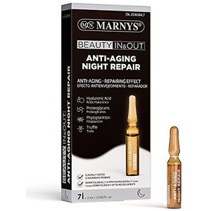 Marnys Anti-aging Night Repair, anti-aging huid, verjongend, oplichtend en gerepareerd, 7 ampullen à 2 ml voor twee weken, hyaluronzuur, proteoglykane, fitoplancton en trufa 60 g