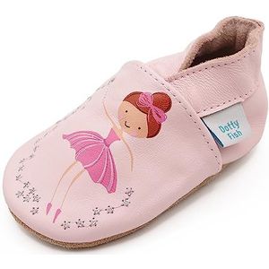 Dotty Fish Babyschoenen van zacht leer, peuterschoenen, antislip suède zolen. Meisjesschoenen met bloemen, sterren, harten. 0-6 maanden - 4-5 jaar, Fairy Ballerina, 3-4 Years