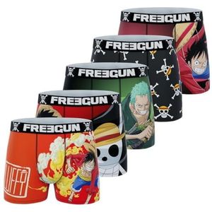 One Piece Boxershorts voor kinderen, Luffy, origineel en zacht (5 stuks), zwart, rood, groen, blauw, maat 6/8 jaar