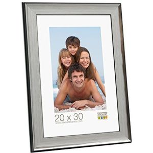 Deknudt Frames Fotolijst, kunsthars, 40 x 60 cm, zilver met zwarte lijst, hout, zilver