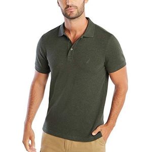 Nautica Klassiek fit poloshirt met korte mouwen voor heren, effen, zacht katoen, Mos Heather, S